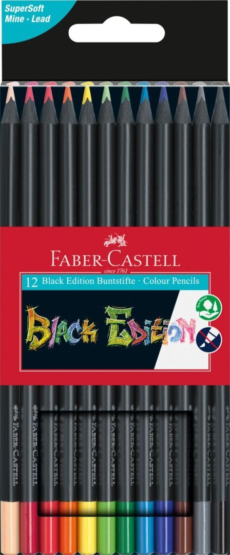 Kredki ołówkowe Black Edition 12 kol. Faber Castell (116412)
