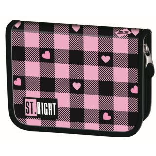 Piórnik STRIGHT PINK CHECKERED PC-03 Bambino (bez wypozażenia)