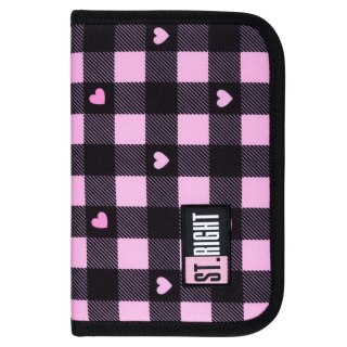 Piórnik STRIGHT PINK CHECKERED PC-03 Bambino (bez wypozażenia)