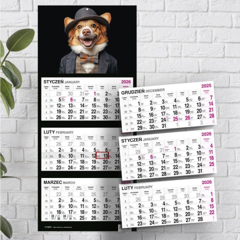 Kalendarz ścienny PIES 310mm x 790mm Press