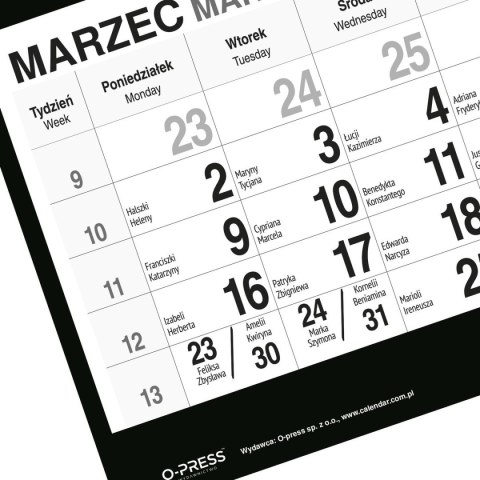 Kalendarz ścienny PIES 310mm x 790mm Press