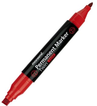 Marker permanentny dwustronny TWIN 109 wkład czerwony okrągła/ścięta końcówka Monami (160-2456)