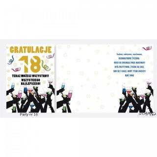 Kartka składana B6 PARTY Urodzinowy 18 lat Ev-corp (STKP-016)