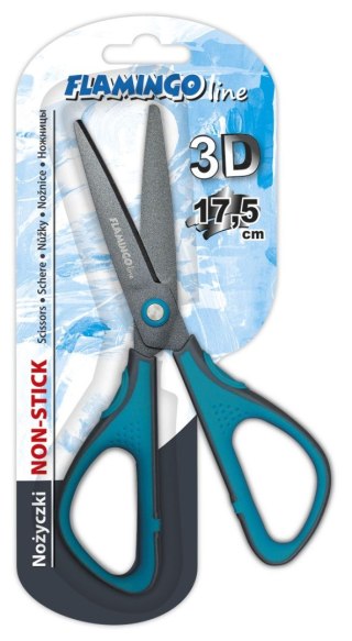 Nożyczki teflonowe czarne ostrze 3D 17,5cm Flamingo (FL055525)