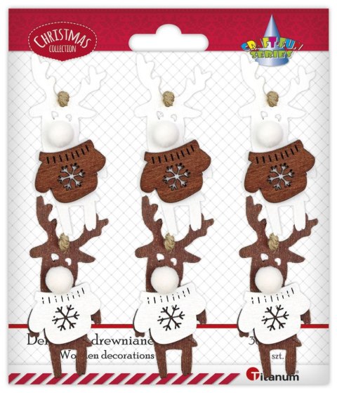 Ozdoba świąteczna Craft-Fun Series zawieszki renifery w sweterkach Titanum (DIY-XM(585))