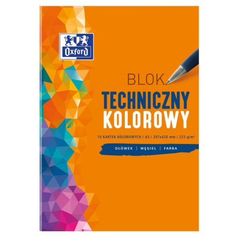 Blok techniczny Oxford A3 kolorowy 225g 10k Oxford (400093234)
