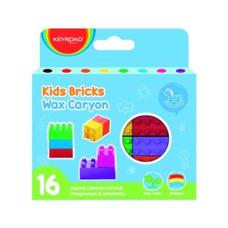 Kredki świecowe KIDS BRICKS, W KSZTAŁCIE KLOCKÓW 16 kol. Keyroad (KR972654)