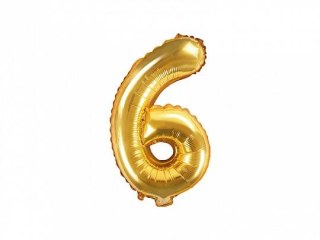 Balon foliowy cyfra 6 złota 14cal Partydeco (FB10M-6-019)