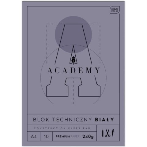 Blok techniczny ACADEMY A4 A4 biały 240g 10k Interdruk (240 g)