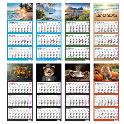 Kalendarz ścienny KOT 310mm x 790mm Press