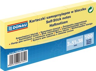 Notes samoprzylepny (karteczki) żółty 100k [mm:] 38x51 Donau (7585001-11)