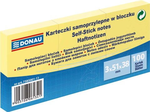 Notes samoprzylepny (karteczki) żółty 100k [mm:] 38x51 Donau (7585001-11)