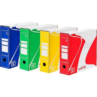 Pudło archiwizacyjne A4 System 80 mm niebieski tektura bezkwasowa [mm:] 330x290x 80 VauPe (434/03)