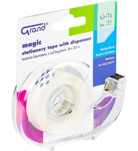 Taśma biurowa magic z dispenserem 18x20 [mm x m] Grand (130-1962)