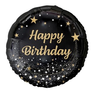 Balon foliowy Happy Birthday, czarny 18cal Godan (FG-OHBC)