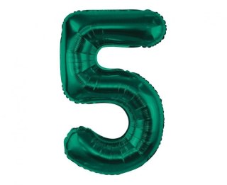 Balon foliowy cyfra 5, zieleń butelkowa, 85 cm Godan (CH-B8B5)