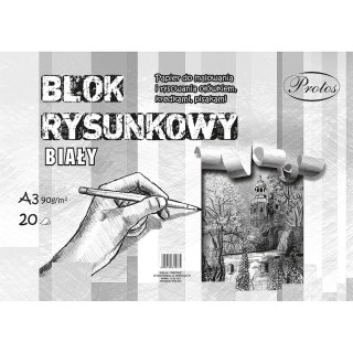 Blok rysunkowy A3 biały 90g 20k Protos