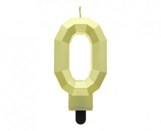 Świeczka urodzinowa cyferka 0 - Diament, metalik złoty, 7.6 cm Godan (PF-SDZ0)