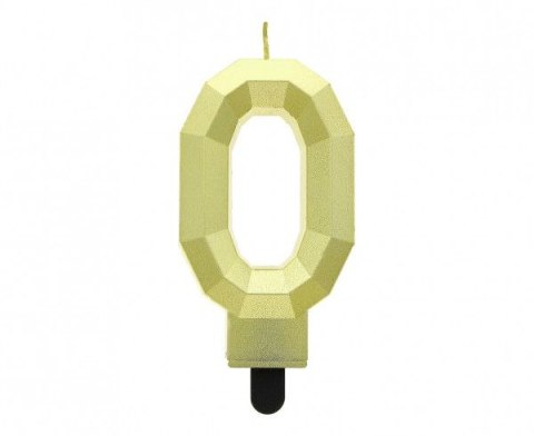 Świeczka urodzinowa cyferka 0 - Diament, metalik złoty, 7.6 cm Godan (PF-SDZ0)
