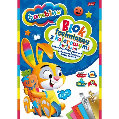 Blok techniczny Bambino kolor A4 160g 10k [mm:] 210x297 Unipap