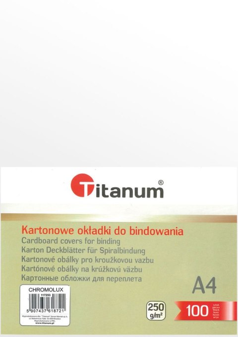 Karton do bindowania A4 błyszczący - chromolux biały 250g Titanum