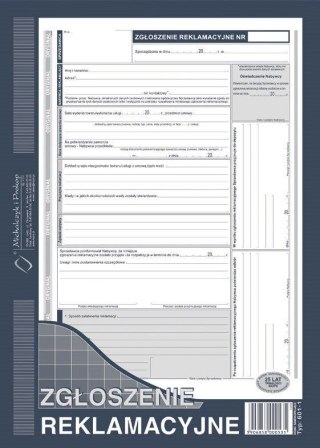 Druk offsetowy A4 Zgłoszenie reklamacji 40k. Michalczyk i Prokop (601-1)