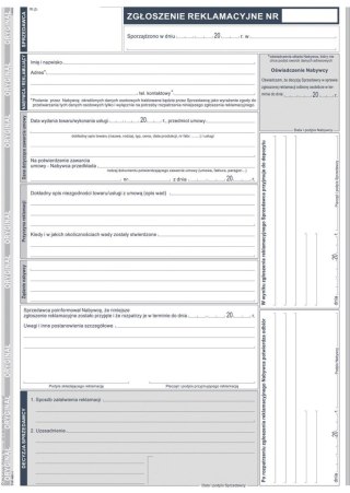 Druk offsetowy A4 Zgłoszenie reklamacji 40k. Michalczyk i Prokop (601-1)