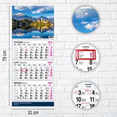 Kalendarz ścienny PREMIUM trójdzielny A4 Press (WIDOK)