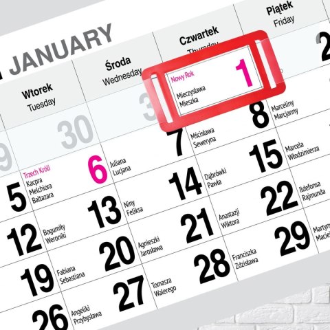 Kalendarz ścienny PREMIUM trójdzielny A4 Press (WIDOK)