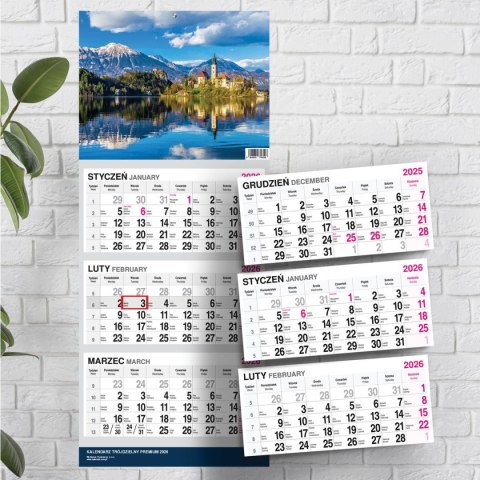 Kalendarz ścienny PREMIUM trójdzielny A4 Press (WIDOK)