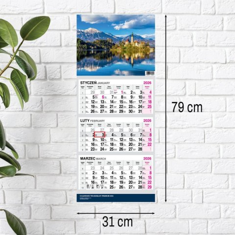 Kalendarz ścienny PREMIUM trójdzielny A4 Press (WIDOK)