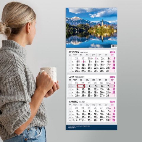 Kalendarz ścienny PREMIUM trójdzielny A4 Press (WIDOK)