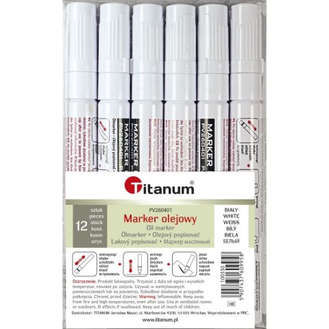 Marker olejowy wkład biały okrągła końcówka Titanum (100330)