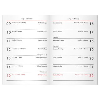 Kalendarz książkowy (terminarz) miękka oprawa HYBRYDA A5 Interdruk (64 stony)