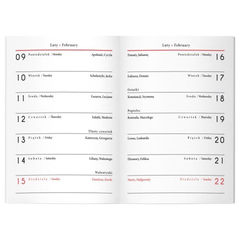 Kalendarz książkowy (terminarz) miękka oprawa HYBRYDA A5 Interdruk (64 stony)