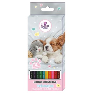 Kredki ołówkowe The Sweet Pets trójkątne 12 kol. Beniamin
