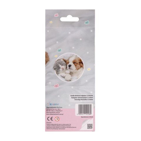 Kredki ołówkowe The Sweet Pets trójkątne 12 kol. Beniamin