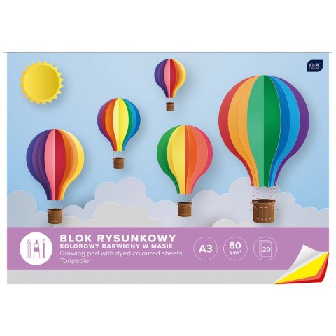 Blok rysunkowy A3 kolorowy 60g 20k [mm:] 420x297 Interdruk (BLRA3K)