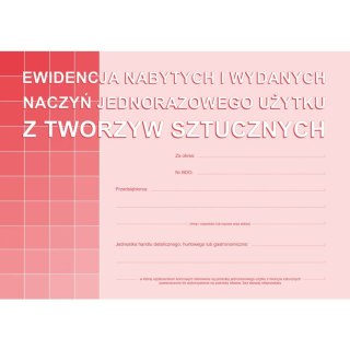 Druk offsetowy A5 Ewidencja nabytych i wydanych naczyń jednorazowego użytku z tworzyw sztucznych 16k. Michalczyk i Prokop (S-210