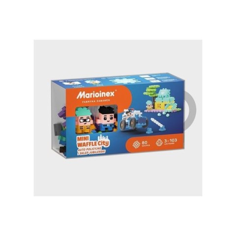 Klocki konstrukcyjne Mini Waffle Auto policyjne + sklep jubilerski Marioinex