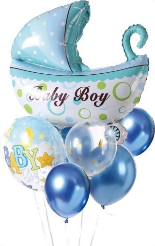Balon gumowy zestaw balonów 9 elementów baby boy niebieski Antella