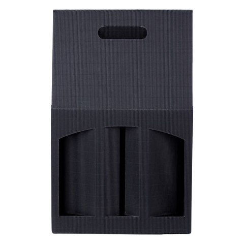 Opakowanie ozdobne na trzy butelki wina, piwa, wódki wykonany mocnej eleganckiej tektury z fakturą koloru czarnego 5zt czarny Pa