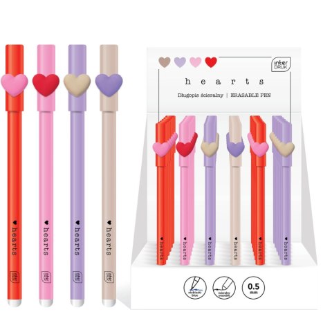 Długopis wymazywalny HEARTS wkład niebieski 0,5mm Noster (5902277329707)