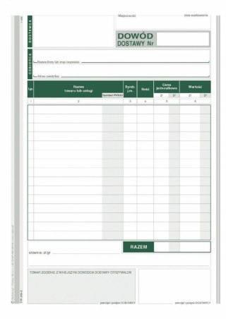 Druk samokopiujący A5 Dowód dostawy 80k. Michalczyk i Prokop (315-3)