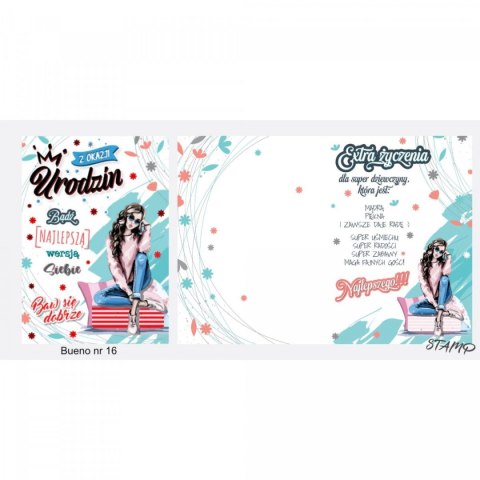Kartka składana B6 Bueno Urodzinowy dla dziewczyny Ev-corp (STKB-16)