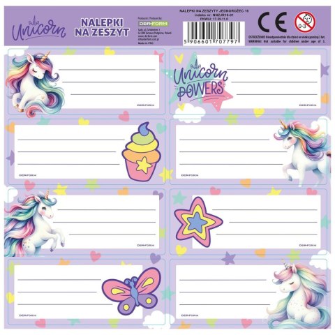 Naklejka na zeszyt Jednorożec Derform (NNZJR16)
