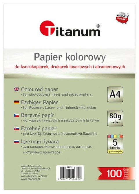 Papier ksero A4 pastelowy mix 100k. 80g Flamingo