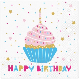 Serwetki TaT Birthday Muffin mix bibuła [mm:] 330x330 Paw (TL128000)