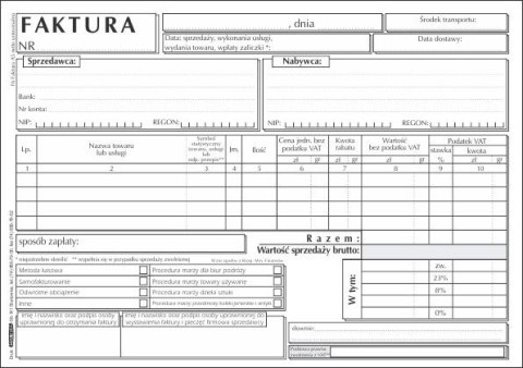 Druk samokopiujący A5 Faktura VAT A5 netto uniwersalna 100k. Stolgraf (F6)