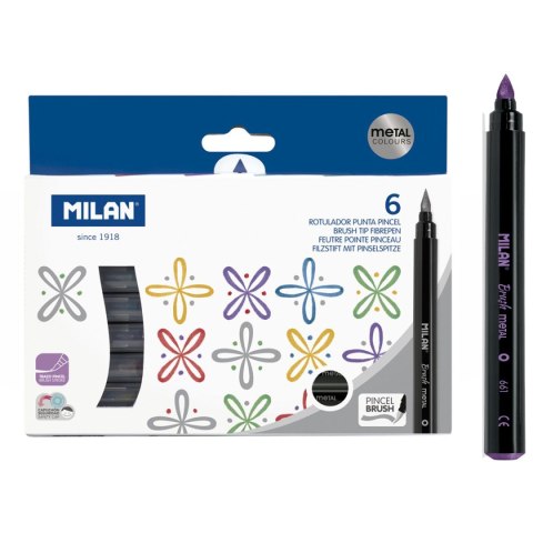 Flamaster Brush Metalic pędzelkowe 6 kol. Milan (0612606MET)